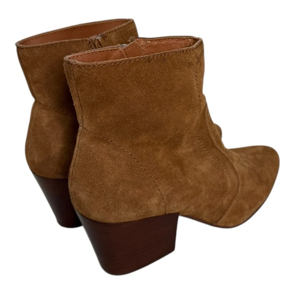 CHELSEA & VIOLET Jane Suede Leather Block Heel Ankle Boots Tan Size 8.5 Western - Picture 8 of 14